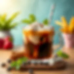 Chilled coffee delicacy with a refreshing garnish