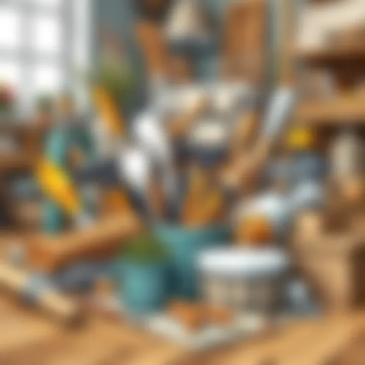 Essential Materials for Renewal A collection of materials and tools for furniture renewal