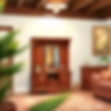 Elegant wooden hall tree with storage