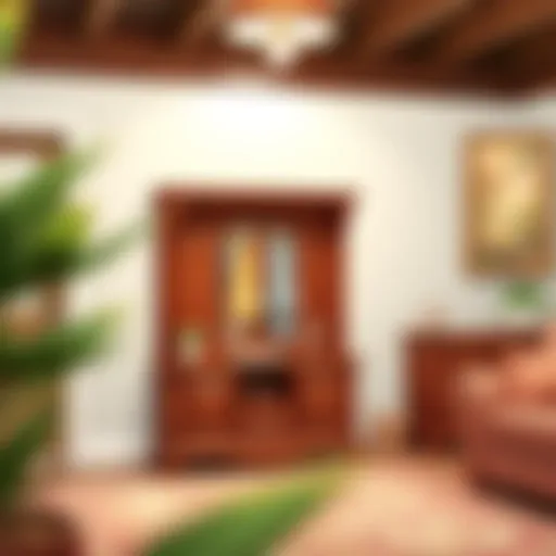 Elegant wooden hall tree with storage