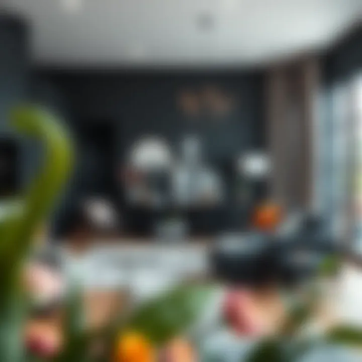 Modern Living Room with Dark Accents Living room featuring dark color accents with modern furniture