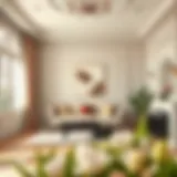 Elegant room featuring light milk coffee color walls