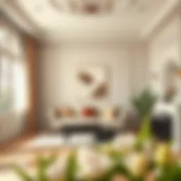 Elegant room featuring light milk coffee color walls