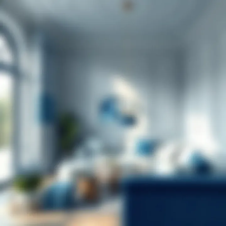 An elegant interior design featuring blue-gray accents that highlight sophistication.