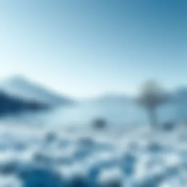 A serene blue-gray landscape that evokes tranquility and calmness.