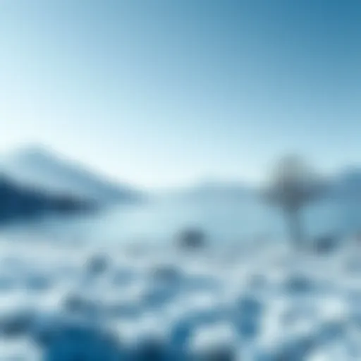 A serene blue-gray landscape that evokes tranquility and calmness.