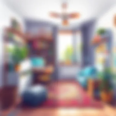 A vibrant, clutter-free workspace showcasing organized furniture