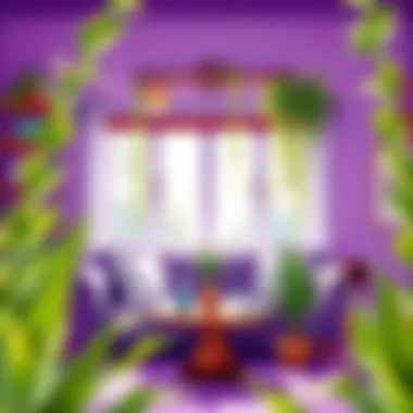 Artistic purple home decor with plants