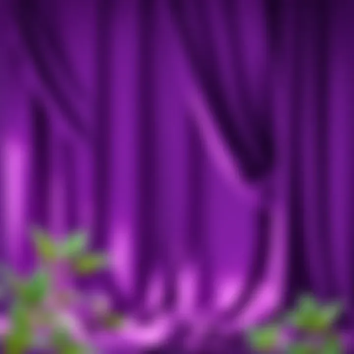 Elegant purple fabric draping