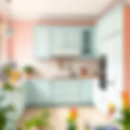 Elegant kitchen cabinet in soft pastel colors