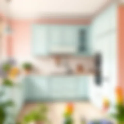 Elegant kitchen cabinet in soft pastel colors