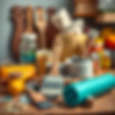 Tools and materials for painting kitchen cabinets