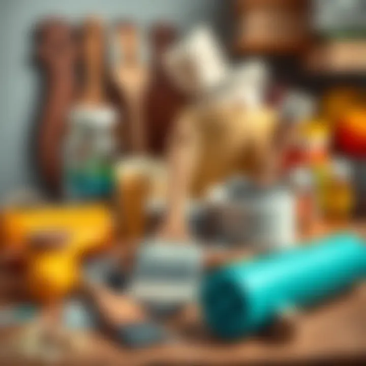 Tools and materials for painting kitchen cabinets