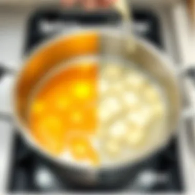 Before and after comparison of a cleaned pot