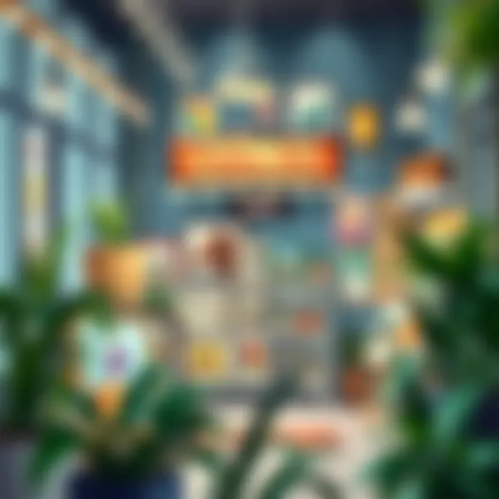 Illustration of an online marketplace for artwork.