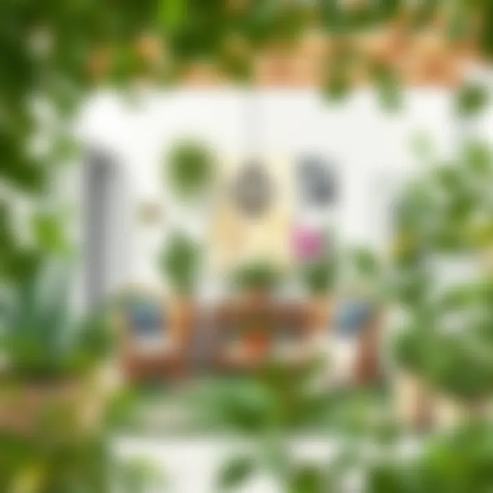 A tranquil outdoor setting showcasing plants and decor in olive green shades.