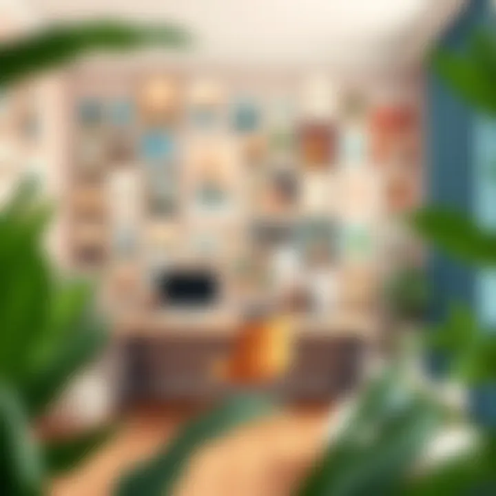 A cozy study with an inspiring photo wall