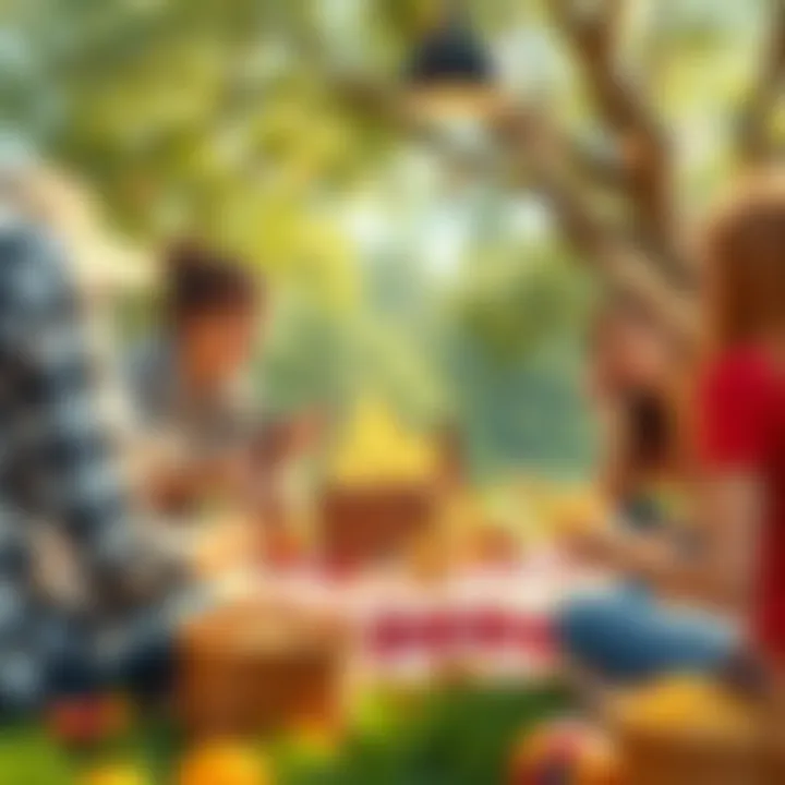 Friends enjoying various games and activities during a picnic day