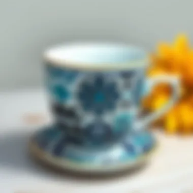 Abstract geometric patterns on a porcelain cup