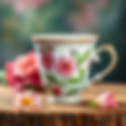 Intricate floral porcelain cup design