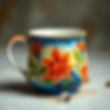 Vivid colors used in hand-painted porcelain mugs