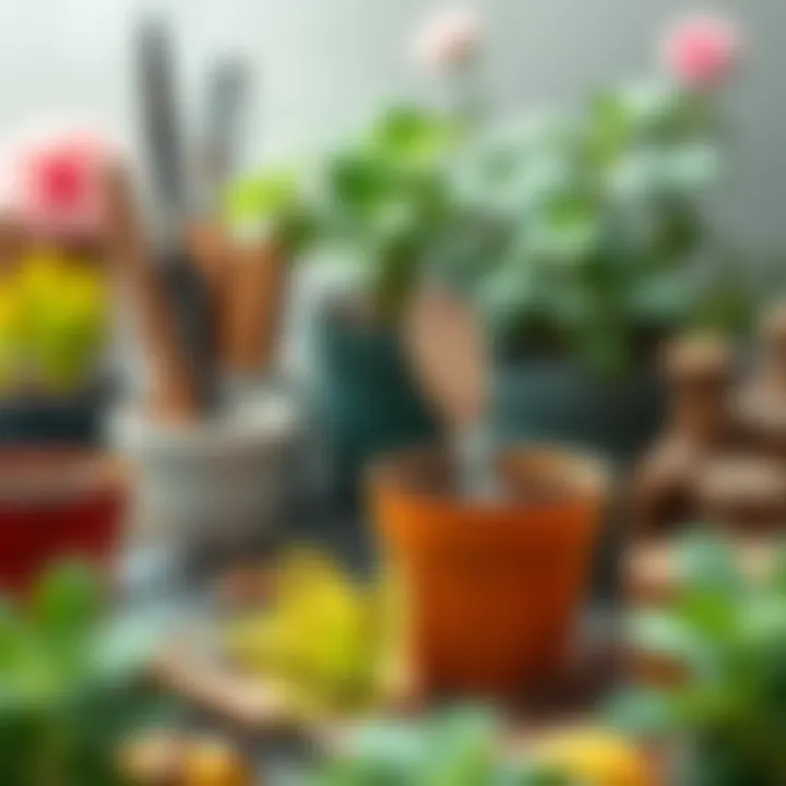 Tools and materials needed for repotting