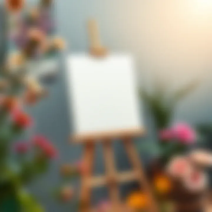 A canvas set up on an easel ready for painting