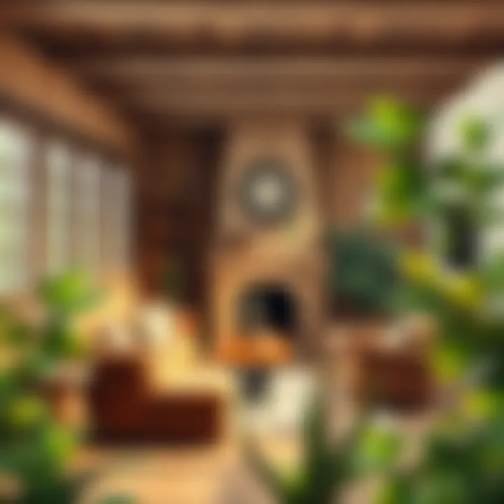 Cozy Rustic Living Room A beautifully designed rustic living room with natural wood furniture and warm colors