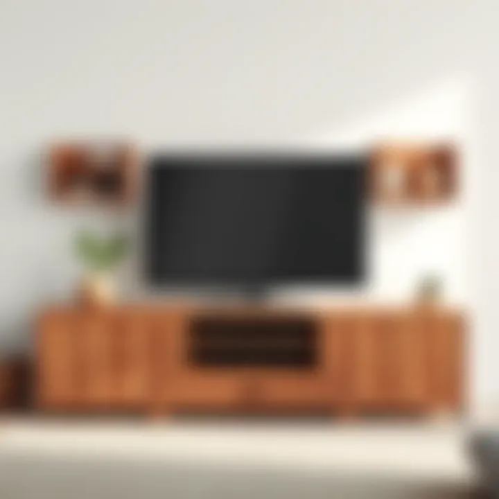 Material options for crafting a simple TV unit, highlighting wood and metal finishes