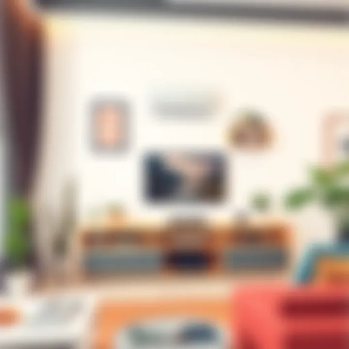 Different styles of simple TV units in a modern living room setting