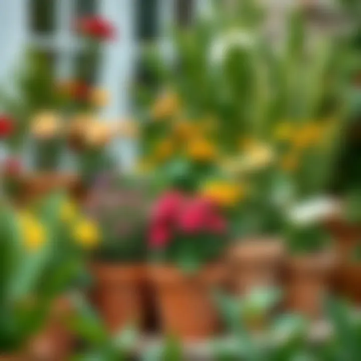 Assorted flower types elegantly displayed in terracotta pots