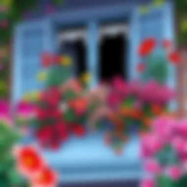 Colorful blooming flowers creating a stunning balcony garden