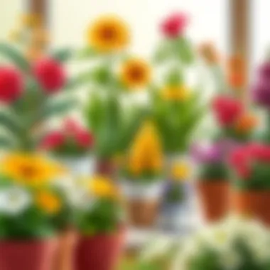 A beautifully organized collection of indoor potted flowers