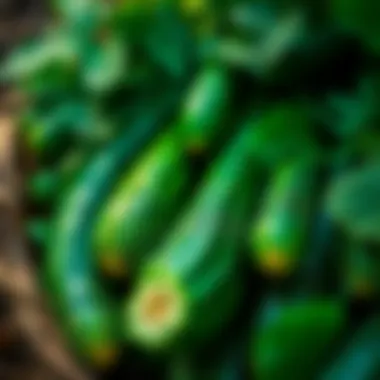 Bountiful harvest of fresh cucumbers from the garden