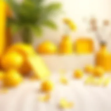 Artistic Arrangement of Yellow Elements An artistic arrangement of yellow elements in a creative setting