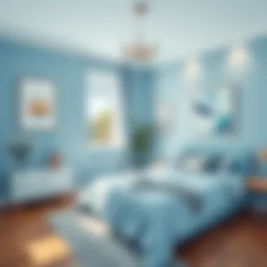 A serene bedroom showcasing calming blue tones