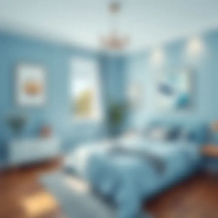 A serene bedroom showcasing calming blue tones