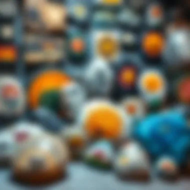 Display of finished stone paintings in various styles