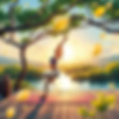 Yoga practice in a tranquil environment