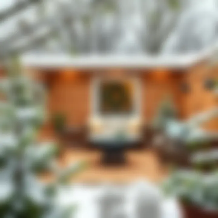 Stylish winter garden with modern furniture