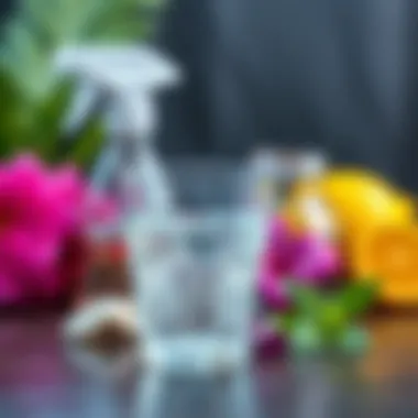 Natural ingredients used for homemade glass cleaning.