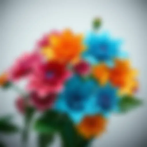 Artful Arrangement of Paper Flowers Colorful paper flowers arranged artfully