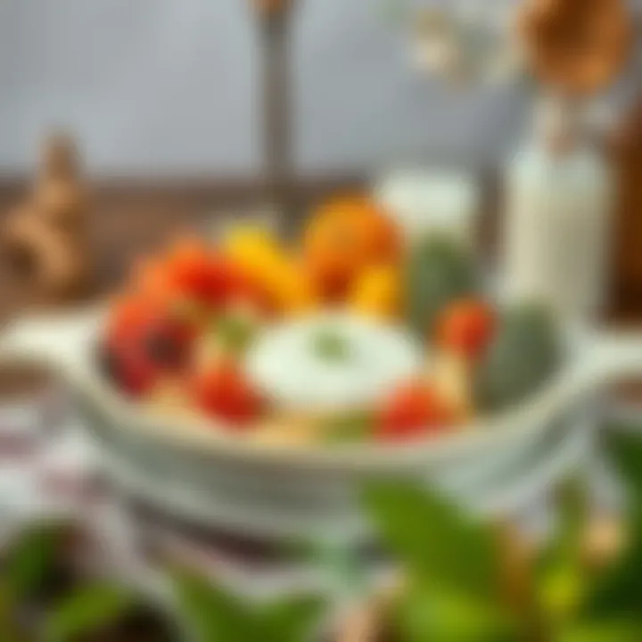 A beautifully arranged dairy dish showcasing fermented products