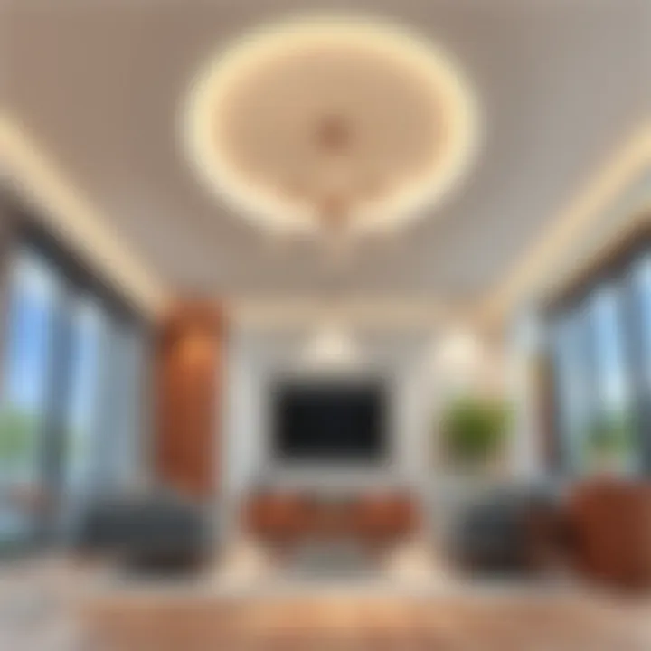 Finished soundproofed ceiling in modern interior