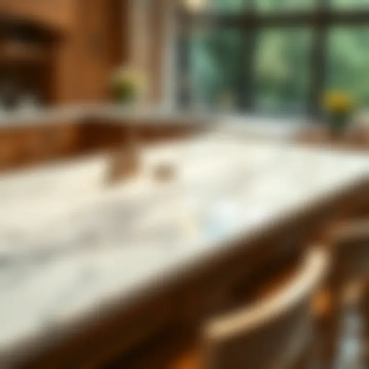 Finished countertop marble art