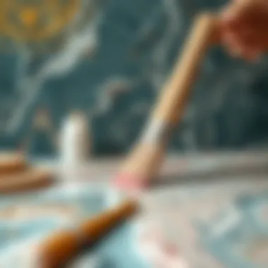 Technique demonstration of marble painting