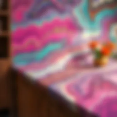 Vibrant countertop marble painting design