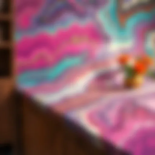 Vibrant countertop marble painting design