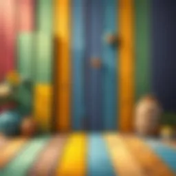 Colorful wooden panels ready for varnishing