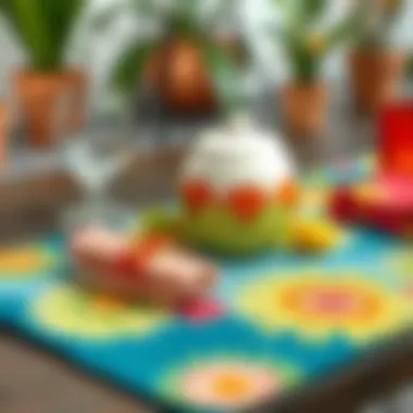 Vibrant colored placemat crafted from recycled fabrics